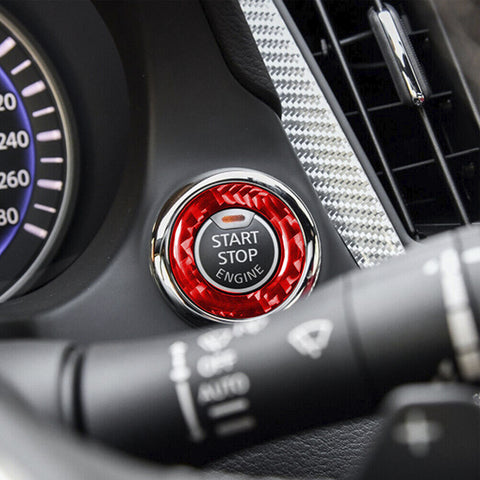 Set Red Carbon Fiber Engine Start Stop Button Cover Decal For Infiniti Q50 Q60