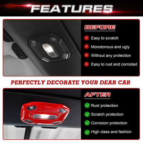 x xotic tech Dome Light Cover Trim Set Decoration Compatible with Jeep Wrangler JL JLU 2018-2023 & Gladiator JT 2020-2023 Interior Accessories(3Pcs)