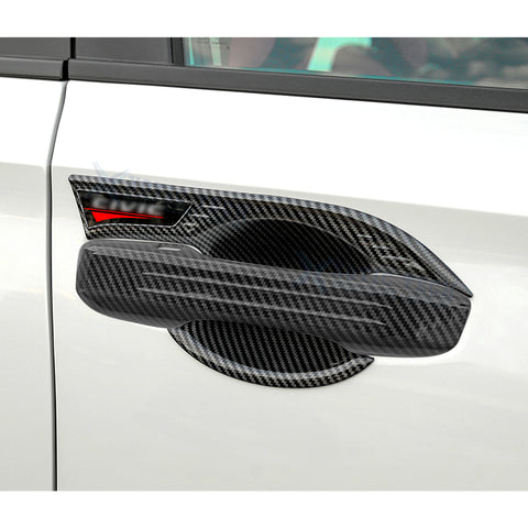 Carbon Fiber Texture Door Handle+Bowl Cover Trim Kit For Honda Civic 11th Gen