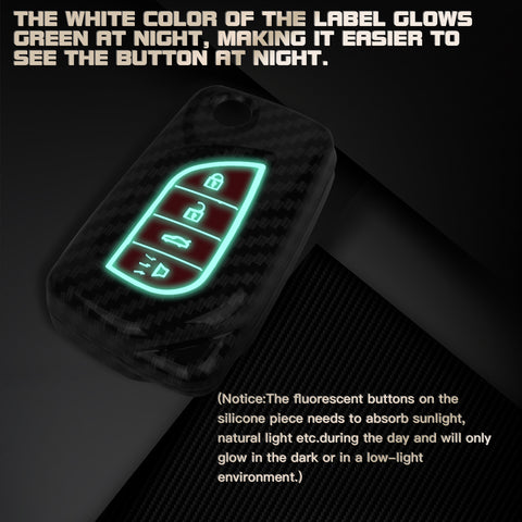 Carbon Fiber Remote Key Fob Shell Case Holder For Toyota RAV4 Corolla w/Keychain
