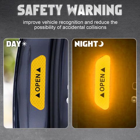 Door Open Warning Reflective Stickers Night Safety Decals Automotive Accessories