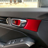 Glossy Red Door Handle Bowl Panel Strip Cover Decor For Honda Civic 2022-2023