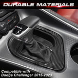 Car Interior Gear Shift Media Panel Cover Trim Accessories Decoration, Carbon Fiber Pattern, Compatible with Dodge Challenger 2015-2023