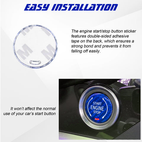 x xotic tech Real Carbon Fiber Push Start Button Trim, Engine Start Stop Button Ignition Button Cover Compatible with Cadillac XT4 2019+ XT6 CT5 2020+ or Corvette C8 2020 2021 2022 2023 2024 2025