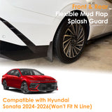 x xotic tech Mud Flaps Splash Guard Compatible with Hyundai Sonata 2024 2025 2026, No Drill Front & Rear Mudguards Fender Protector Set w/Hardware Pickup Truck Accessories(4PCS)