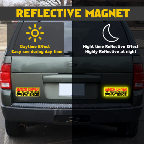 x xotic tech Elderly Driver Car Magnet Reflective Senior Driver Magnet Signs for Car Old People Gag Gifts Yellow Sign Magnetic Bumper Sticker for Grandma Grandpa