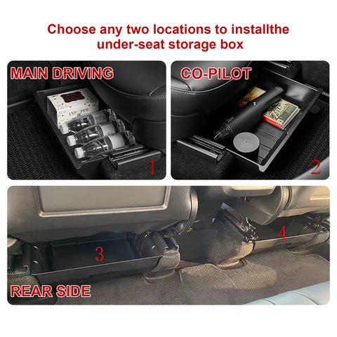 Front&Back Seat Hidden Storage Box Insert Organizer Combo For Model Y 2020-2023