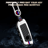 x xotic tech Heavy Zinc Alloy Key Fob Cover Compatible with BMW IX I5 X5 X6 X7 IX I7 5 7 Series 740i 760i 2023-2026, Full Protect Remote Metal Keys Holder Keychain with Carbon Fiber Pattern