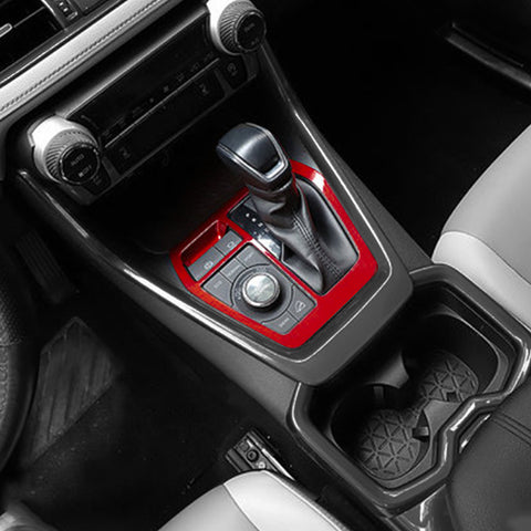 Inner Center Console Gear Shift Transmission Box Frame Cover Trim, ABS Glossy Red, Compatible with Toyota RAV4 2019-2024