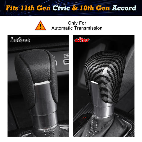 For Honda Civic 22-up Carbon Fiber Look Gear Shift Knob Side AC Vent Decor Trim