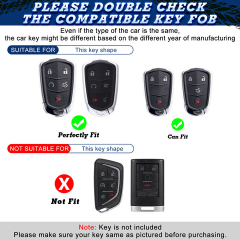 Red Soft TPU Remote Control Smart Key Fob Cover Compatible with Cadillac ATS 2013-2019, CT6 2016-2020, XT5 2017-2021, XT4 2018-2021, Escalade 2019-2021,CTS 2014-2021, SRX XTS 2015-2021