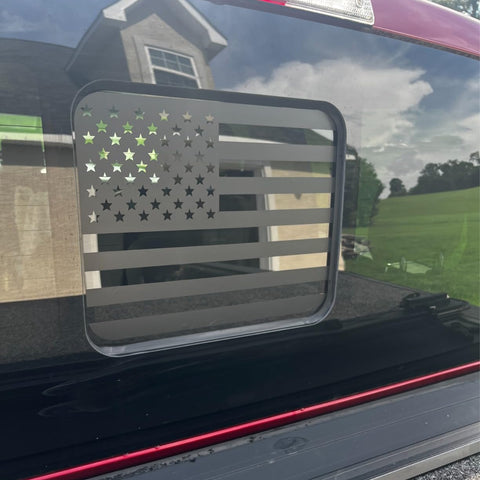 x xotic tech American Flag Rear Middle Window Decal, Back Center Sliding Window Glass US Flag Vinyl Sticker Exterior Accessories Compatible with Jeep Gladiator JT 2020-up Truck