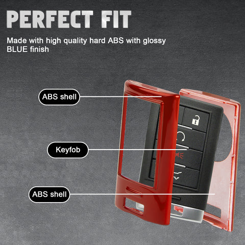 Xotic Tech Glossy ABS Key Fob Shell Cover, Compatible with Cadillac ATS CTS XTS DTS SRX Escalade Chevrolet C7 Corvette 4 5 6 Buttons Smart Keyless Entry Key OUC6000066 5923887 22756465