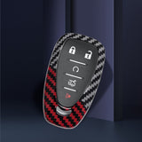 x xotic tech Glossy Black/Red Mix Color Carbon Fiber Texture Hard Plastic Key Fob Cover Case Compatible with Chevy Chevrolet Camaro Cruze Spark Volt Malibu Bolt Sonic Trax