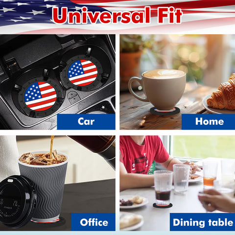 2.75 Inches USA Flag Style Anti Slip Drink Cup Holder Insert Mat Universal Fit