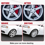 6Pcs Black Car Reflective Sporty Racing Style Tire Rim Stickers For 18-21 Inch Wheels