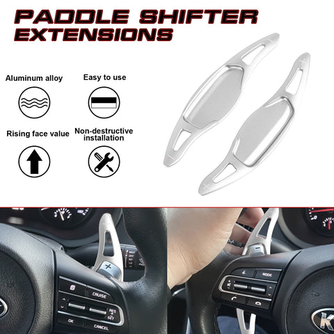 Silver Aluminum Paddle Shifter Extension Cover Kit For Kia Stinger 2018-2023