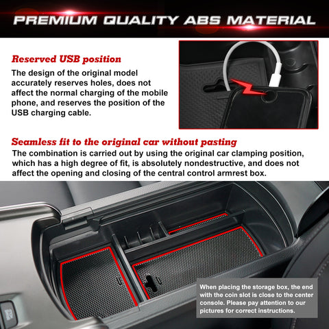 Central ABS Armrest Storage Box Grocery Holder w/Anti-Slip Pad For Accord 2018-22