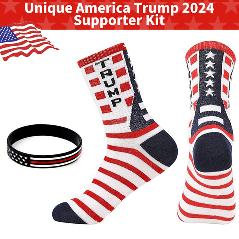 2 Pair Trump American Flag Presidential Election Patriot Print Cotton Crew Socks