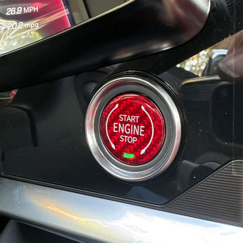 x xotic tech Real Carbon Fiber Push Start Button Trim, Engine Start Stop Button Ignition Button Cover Compatible with Cadillac XT4 2019+ XT6 CT5 2020+ or Corvette C8 2020 2021 2022 2023 2024 2025