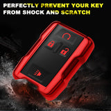 Red TPU 360° Protection Remote Key Cover w/Keychain For Chevy Silverado GMC Sierra 2014-up