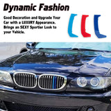 Tri-Colored Front Kidney Grille Strips Clip Cover For BMW 3 Series E46 2004-2006
