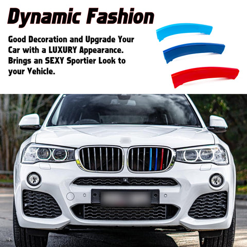 M Tri-Color ABS Insert Trim Front Kidney Grill For BMW X3 2011-2017 X4 2014-2018