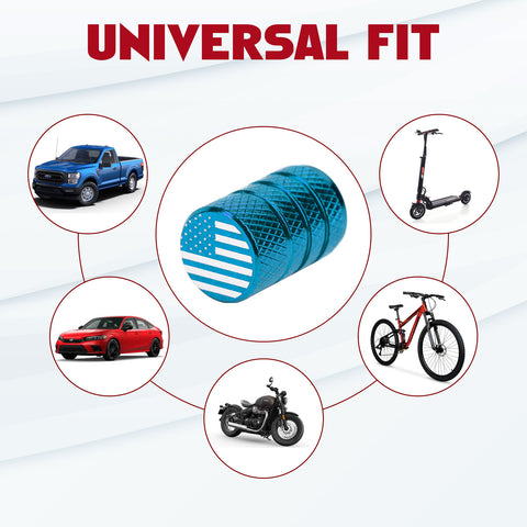 4pcs American Flag Tire Valve Stem Cover Caps Anodized Aluminum Alloy, Corrosion Resistant Leak-Proof Wheel Valve Cap Set, Universal for Cars Trucks Motorcycles SUVs