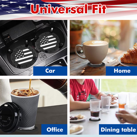 2.75 Inches USA Flag Style Anti Slip Drink Cup Holder Insert Mat Universal Fit