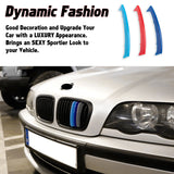 Tri-Colored Front Kidney Grille Strips Clip Cover For BMW 3 Series E46 1999-2001