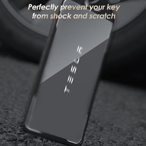 x xotic tech Transparent Card Key Holder, Card Protective Case Cover Comapatible with Tesla Model Y/3/S/X Cybertruck Accessories, Full Protection Key Fob Shell Key Chain(Aluminum Alloy)