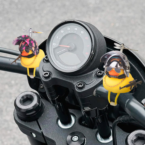 x xotic tech Rubber Duck Bike Bell Decoration, Cute Yellow Squeeze Duck Bicycle Accessories w/Propeller Helmet for Car Dashboard Motorcycle Scooter Handlebar Horn Kids Toddler Toy Outdoor