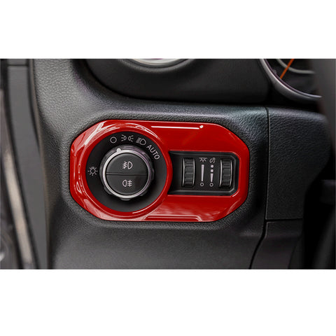 x xotic tech Headlight Switch Button Cover Trim Compatible with Jeep Wrangler JL JLU 2018-up & Gladiator JT 2020-up Interior Accessories(Red)