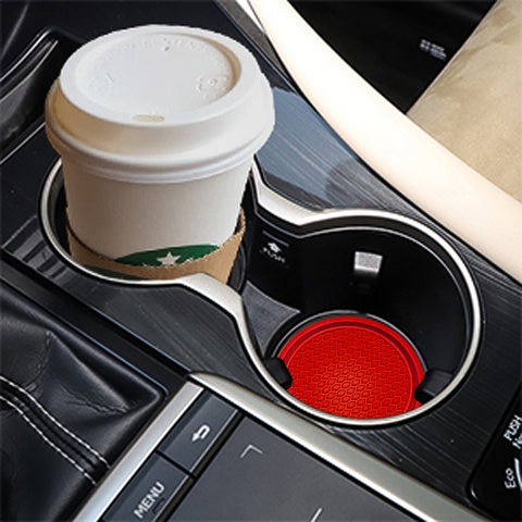 Center Console Armrest Box Secondary Storage Coin Holder Tray Organizer w/Red Anti-Dust Mats + 2PCS Soft Car Cup Holder Coasters, Compatible with Kia Forte 2019-2023