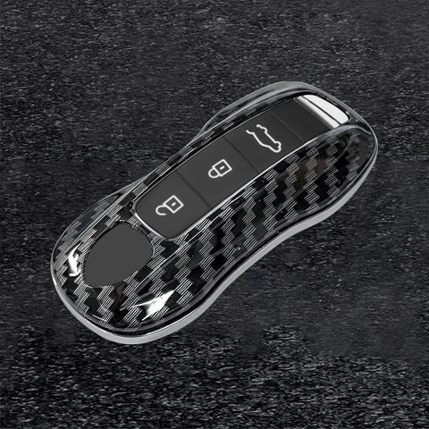 Carbon Fiber ABS Full Cover Remote Key Shell Cover For Porsche Cayenne Panamera