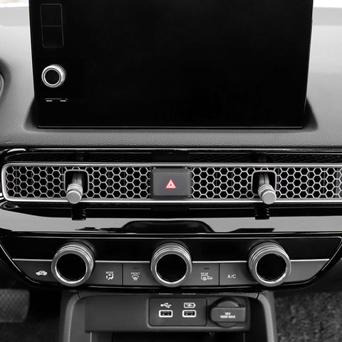 Silver AC Control Knob + Navigation Switch Knob Cover For Honda Civic 11th Gen