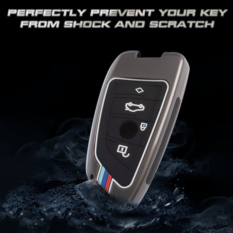 Gun Color Full Seal Keyless Entry Key Fob Cover For BMW 2 3 5 6 7 Series X1 X2 X3 X5 X6