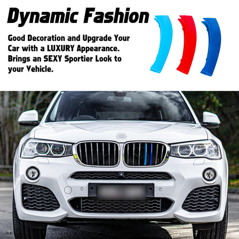 M Tri-Color ABS Insert Trim Front Kidney Grill For BMW X3 2011-2017 X4 2014-2018