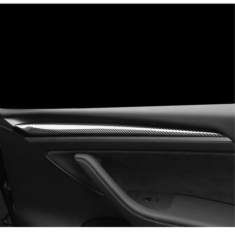 2X Carbon Fiber Pattern Door Side Trim Cover For Tesla Model 3 2021-2023 & Model Y 2020-up