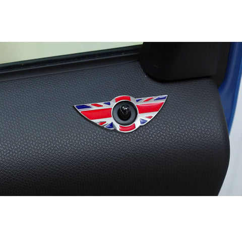 x xotic tech 2Pcs Union Jack Wing Emblem Rings Door Lock Pin Knobs Badge Cover Sticker Trim Decoration Compatible with Mini Cooper R55 R56 R57 R58 R59(Not Fit R60 R61 F55 F56)