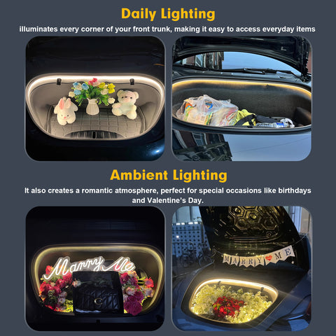 For Tesla Model S X 2021-2024 Front Trunk Led Flexible Ambient Lights Decoration