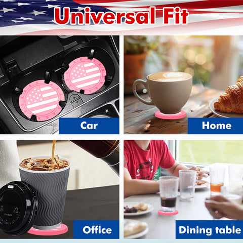 2.75 Inches USA Flag Style Anti Slip Drink Cup Holder Insert Mat Universal Fit