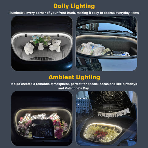 For Tesla Model S X 2021-2024 Front Trunk Led Flexible Ambient Lights Decoration
