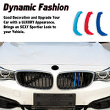 Tri-Colored Front Kidney Grille Strips Clip Cover For BMW 3 Series GT 2013-2016