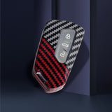 x xotic tech Glossy Black/Red Mix Color Carbon Fiber Texture Hard Plastic Key Fob Cover Case Compatible with Volkswagen MK8 VIII Golf/GTI ID.3 or Skoda Octavia or Seat Leon MK4 Tarraco Ateca