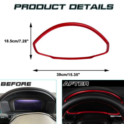 Red Steering Wheel Dashboard Instrument Frame Cover Decor For Honda Civic 22-up