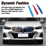 Tri-Colored Front Kidney Grille Strips Clip Cover For BMW 5 Series G60 2024-up