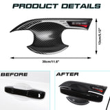 Carbon Fiber Texture Door Handle+Bowl Cover Trim Kit For Honda Civic 11th Gen