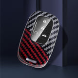 x xotic tech Glossy Black/Red Mix Color Carbon Fiber Texture Hard Plastic Key Fob Cover Case Compatible with Honda Civic Accord CR-V HR-V Pilot 2022-up Oval Shape