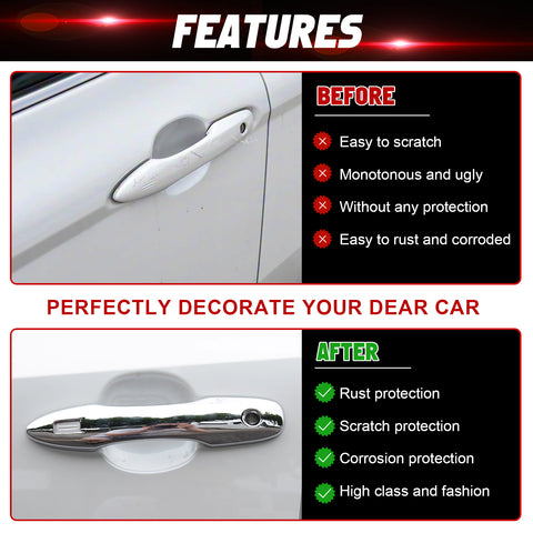 For Toyota Camry Corolla Chrome Exterior Door Handle Cover Trim Accessories